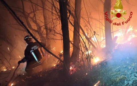 Incendio devastante a Corte Franca: 5.200 metri quadrati di bosco in fiamme